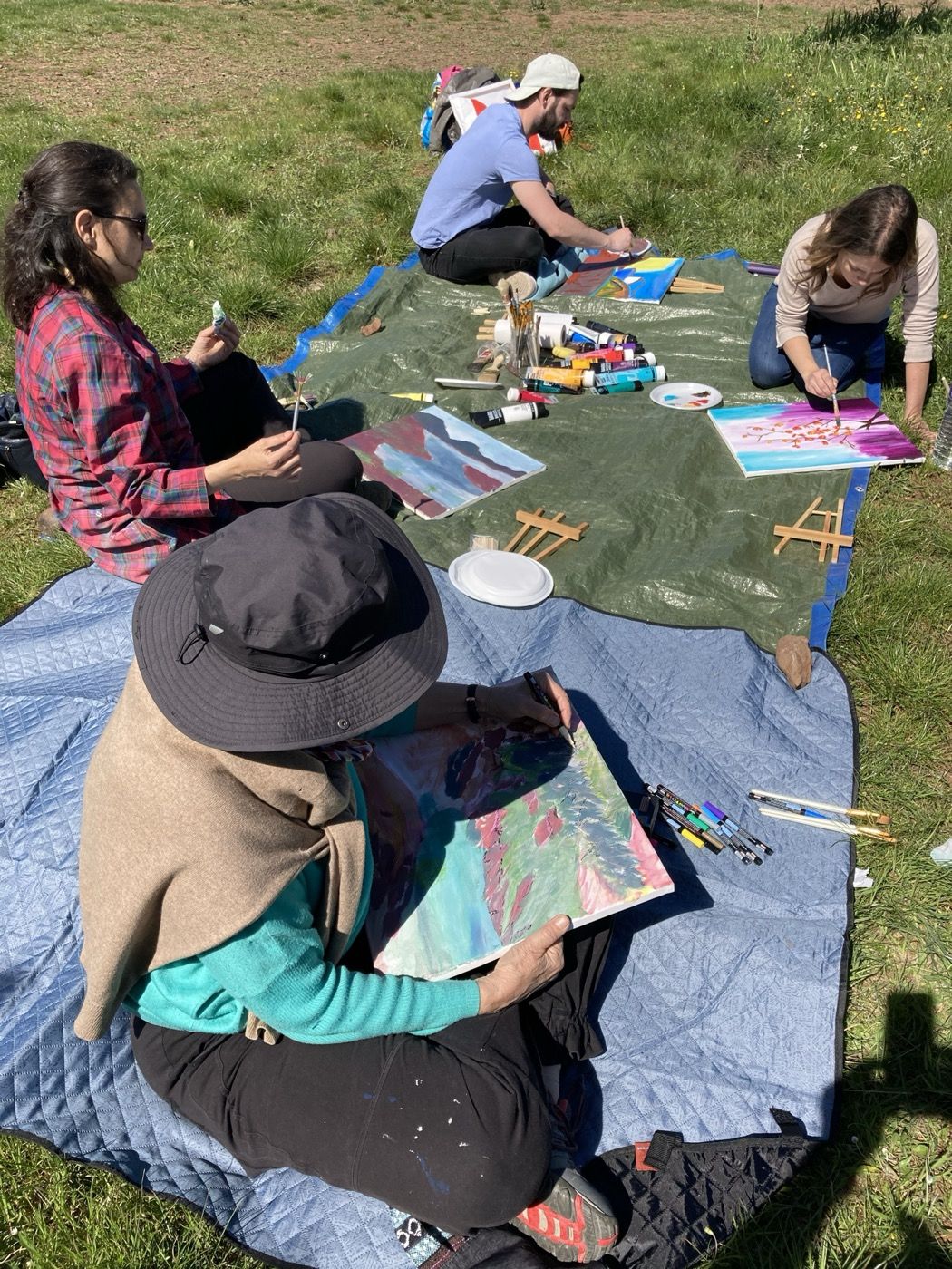 Atelier de peinture en plein air sur les berges du Salagou